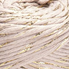 YarnArt Twisted Macrame Lurex 3 mm 753 - béžová se zlatou nitkou