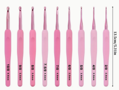 Růžová sada háčků v pouzdře