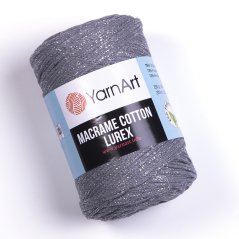 YarnArt Macrame Cotton Lurex 737 - šedá se stříbrnou nitkou