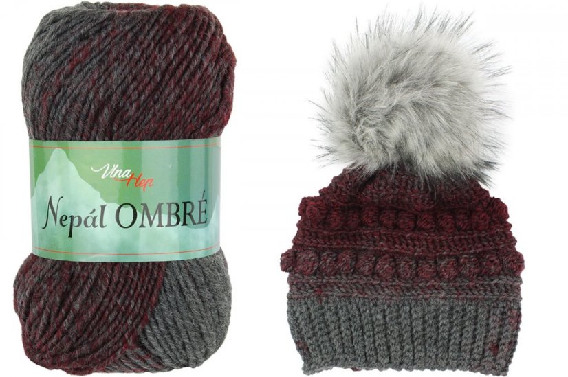 Vlna-Hep Nepál Ombré 7404 - šedá, vínová
