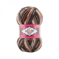 Alize Superwash Comfort 7840 - šedá, rezavá, černá