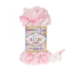 Alize Puffy Color 5863 - bílá, růžová