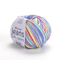 Yarnart Jeans Soft Colors 6207 - neonově zelená, růžová, modrá