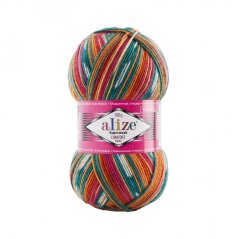 Alize Superwash Comfort 7839 - růžová, oranžová, zelená, bílá