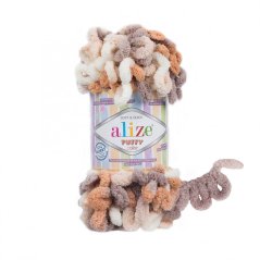 Alize Puffy Color 5926 - bílá, hnědá