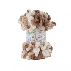Alize Puffy Color 6398 - hnědá, bílá