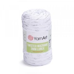 YarnArt Twisted Macrame Lurex 3 mm 751 - bílá se stříbrnou