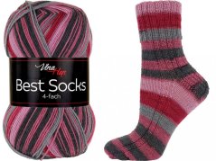 Vlna-Hep Best Socks 4-fach 7348 - vínová, růžová, šedá