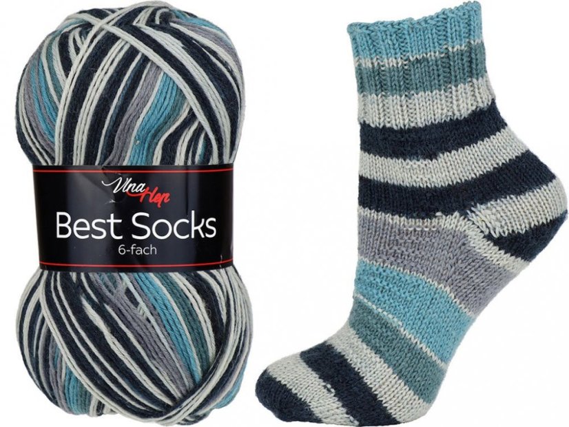 Vlna-Hep Best Socks 6-fach 7365 - zelená, šedá, černá Vlna-Hep Best Socks 6-fach 7365 - zelená, šedá, černá