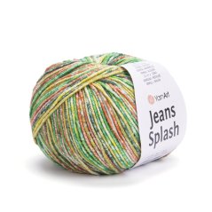 YarnArt Jeans Splash 940 - zelená, oranžová, šedá, bílá