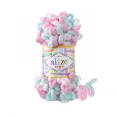 Alize Puffy Color 6052 - bílá, růžová, mint