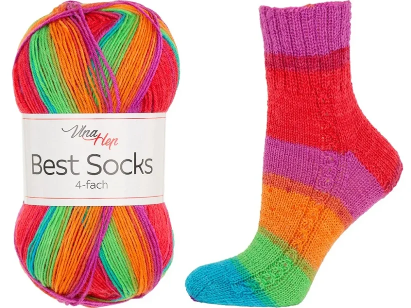 Vlna-Hep Best Socks 4-fach 7723 - duhová