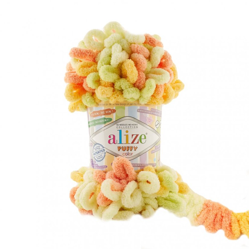 Alize Puffy Color 6313 - zelená, oranžová
