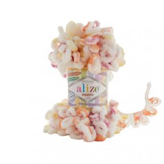 Alize Puffy Color 6244 - meruňková, růžová, žlutá