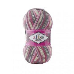 Alize Superwash Comfort 7707 - šedá, růžová, bílá