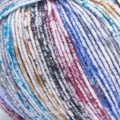 YarnArt Jeans Splash 942 - černá, modrá, červená, žlutá, bílá