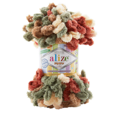 Alize Puffy Color 6039 - šedá, rezavá, krémová