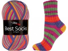 Vlna-Hep Best Socks 4-fach 7353 - modrá, oranžová, fialová, zelená, žlutá