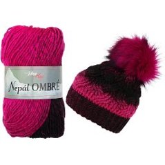 Vlna-Hep Nepál Ombré 7411 - magenta, černá