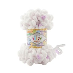 Alize Puffy Color 6470 - bílá, fialová